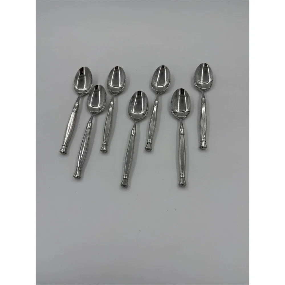 Oneida Act 1 One Glossy Set of 7 Teaspoons SoupSpoon Heirloom Stainless Flatware